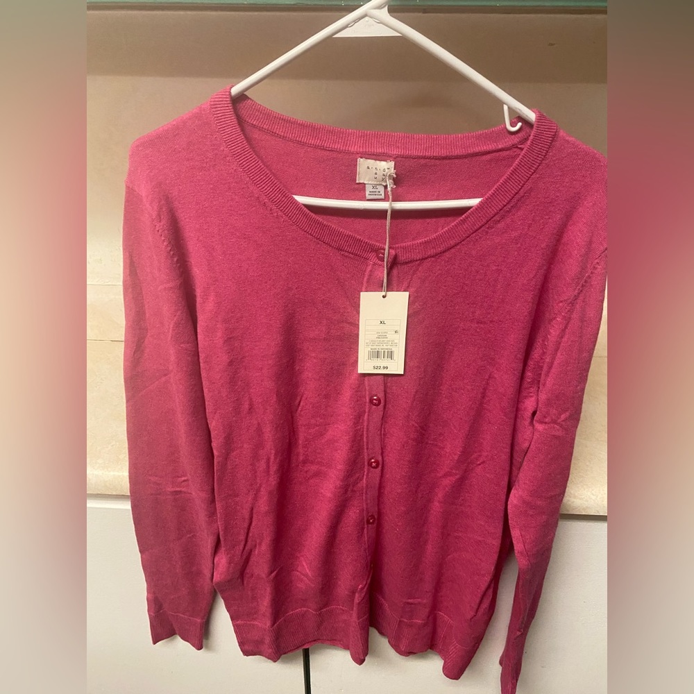 A.n.d ea wy cardigan pink Sz XL NWT